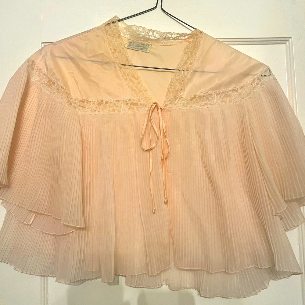 Barbizon Women’s Vintage Lingerie Jacket Pink and Lace, Medium